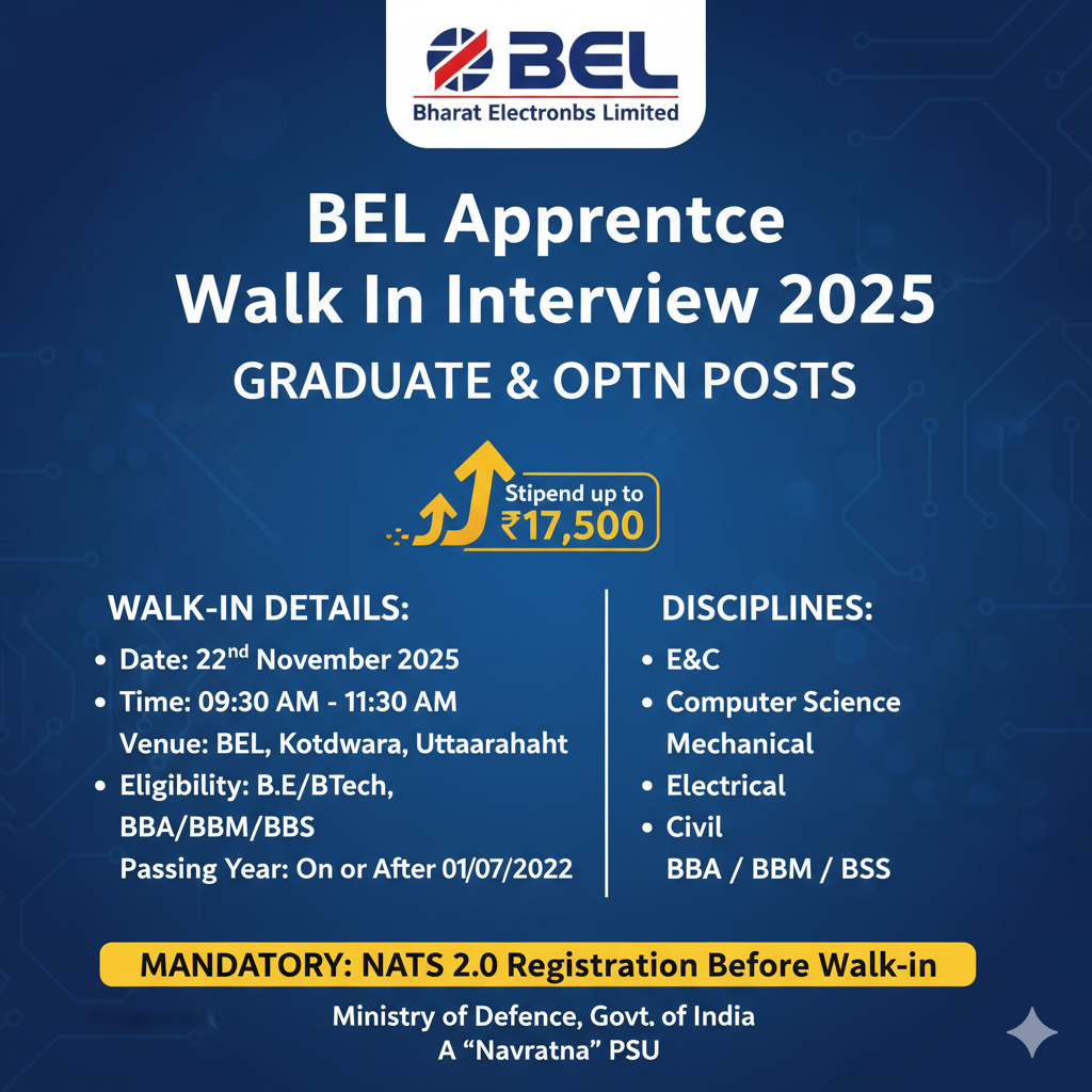 BEL Apprentice Walk-in 2025